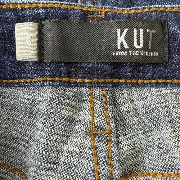 Kut From The Kloth Amy Crop Straight Leg Sz 6 Dark Wash Cuffed (Actual 31x24) - Picture 9 of 12